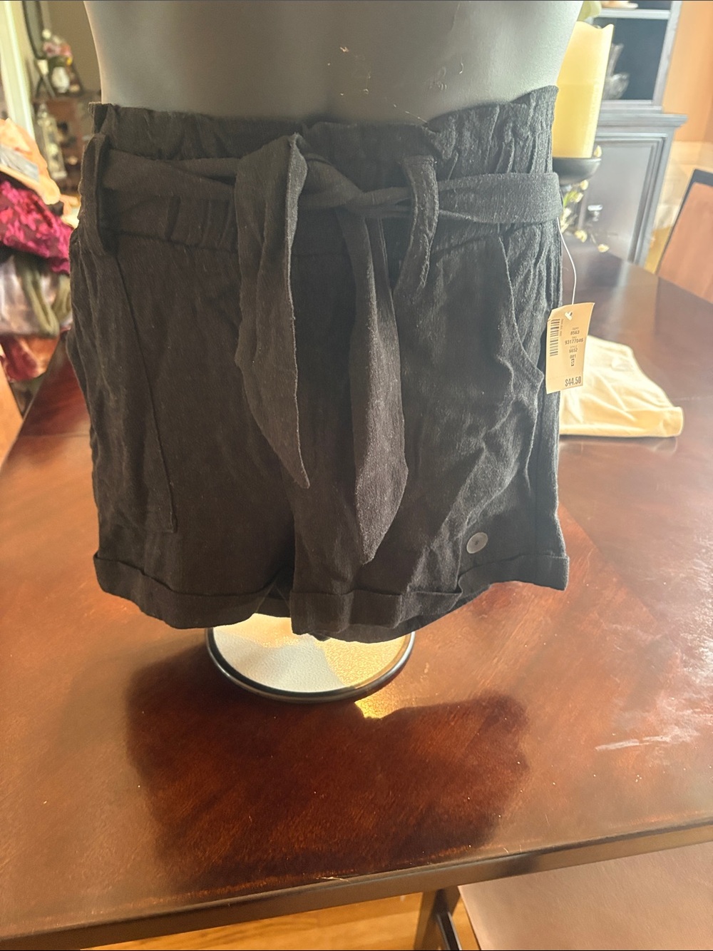 Aeropostale Black High-Waist Tie-Belt Casual Shorts